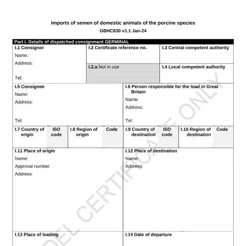 Document preview: Understanding Porcine Germinal Products Health Certificates — Government & admin