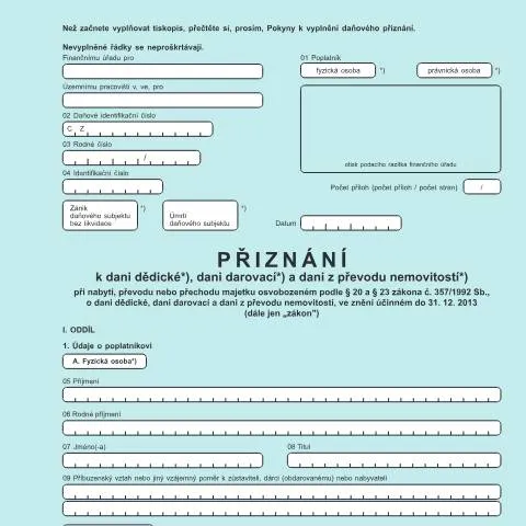 Document preview: Jak vyplnit Přiznání k dani dědické a darovací — Daně a fiskální záležitosti (CERFA n°25 5461)