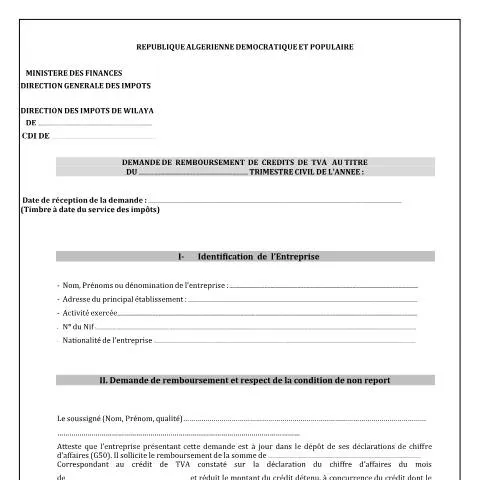 Aperçu du document Guide sur la demande de remboursement des crédits de TVA en cas de — Impôts & fiscalité (CERFA n°Demande de remboursement des credits de TVA cessation d activite CDI)
