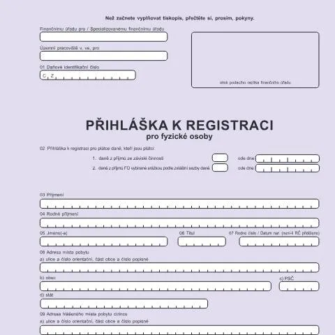 Document preview: Kdo je povinen podat přihlášku k registraci pro daň z příjmů? — Daně a fiskální záležitosti (CERFA n°25 5101)