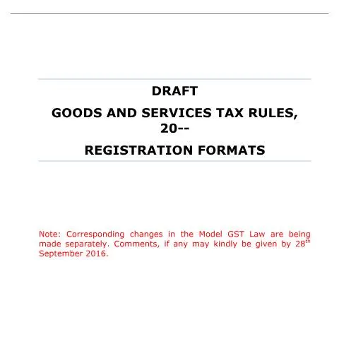 Document preview: Understanding GST Registration: Key Draft Formats — Government & admin (CERFA n°draft-formats-under-registration-rules)