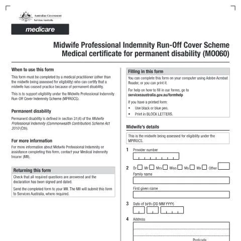 Document preview: Understanding the ROCS Midwife Medical Certificate for Permanent — Health (CERFA n°MO060)