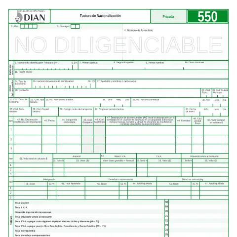 Vista previa del documento Importancia de la Factura de Nacionalización F550-2009 en Colombia — Trámites administrativos (CERFA n°F550-2009)