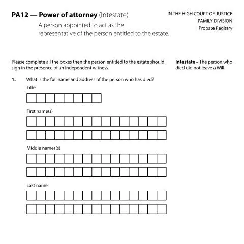 Document preview: Form PA12: Delegating Estate Administration When Someone Dies — Legal & justice