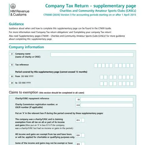 Document preview: Understanding CT600E Supplementary Returns for Charitable — Taxes