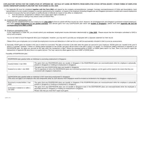 Document preview: Understanding IRAS Appendix 8B Explanatory Notes for Employee Share — Taxes (CERFA n°EXPLANATORY-NOTES-ON-APPENDIX-8B-FOR-YA2026)