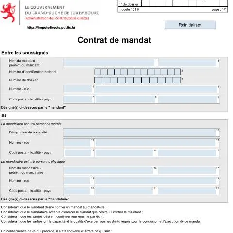 Aperçu du document Comprendre le contrat de mandat 101F pour la déclaration d'impôt — Impôts & fiscalité (CERFA n°101f)