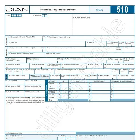 Vista previa del documento Todo sobre la Declaración de Importación Simplificada F510-2024 — Aduanas y comercio (CERFA n°F510-2024)