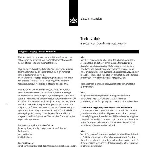 Documentvoorvertoning: Belang van de Inkomensverklaring 2024 voor Hongaars — Belastingen (CERFA n°ib0591t41plhon)