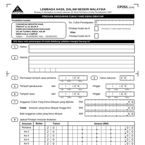 Document preview: Peranan Borang CP251 dalam Pindaan Cukai — Proses pentadbiran (CERFA n°CP251)