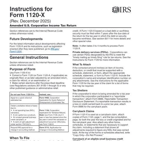 Document preview: Essential Guide to Amending Corporate Tax Returns with IRS Form 1120-X — Taxes (CERFA n°INST-1120X)