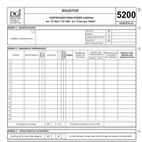 Vista previa del documento El rol del Formulario 5200 en el Poder Judicial de Uruguay — Trámites administrativos (CERFA n°5200)
