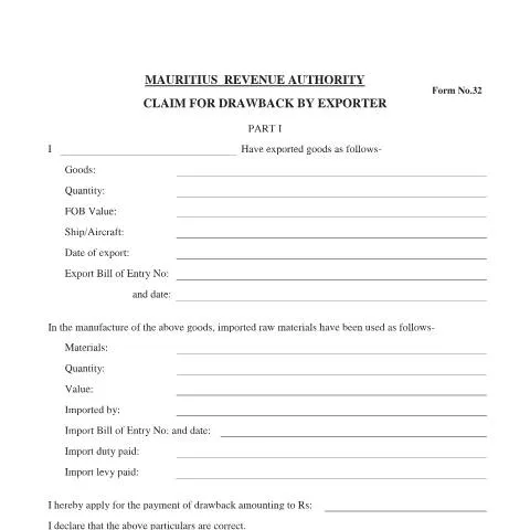 Document preview: Understanding Form 32: A Guide for Exporters — Government & admin (CERFA n°Form32ClaimforDrawbackByExporter)