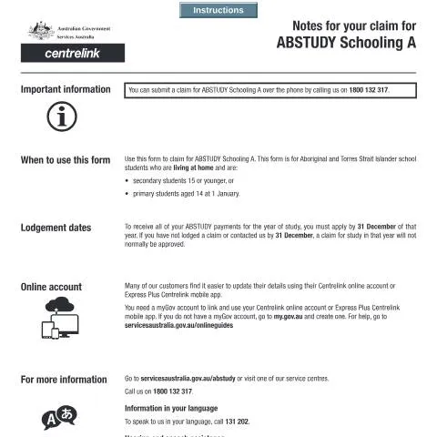 Document preview: Navigating the ABSTUDY Schooling A Claim Process — Benefits & social aid (CERFA n°SY018)