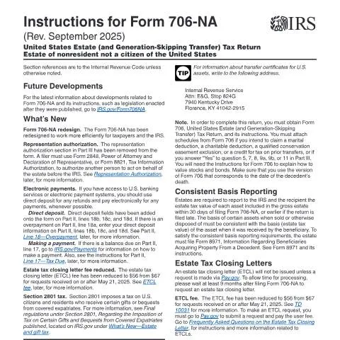 Document preview: Understanding IRS Instructions for Form 706-NA — Taxes (CERFA n°INST-706NA)