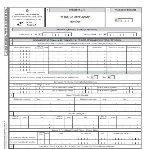 Pré-visualização do documento Entenda o Anexo A do IRS: Trabalho Dependente e Pensões — Impostos