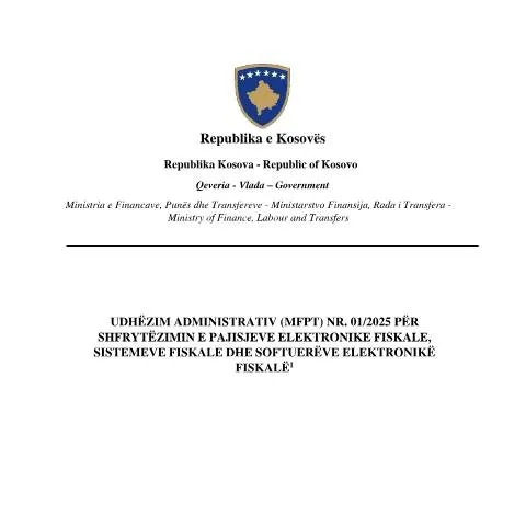 Document preview: Rregullat për Shfrytëzimin e Pajisjeve Elektronike Fiskale në Kosovë — Procedura administrative