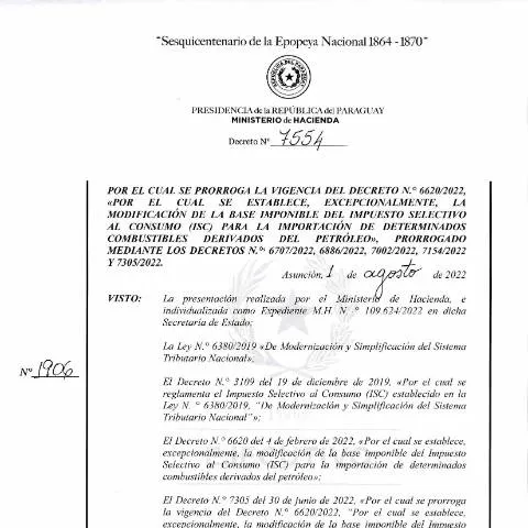 Vista previa del documento Prórroga de las modificaciones del Impuesto Selectivo al Consumo en — Trámites administrativos