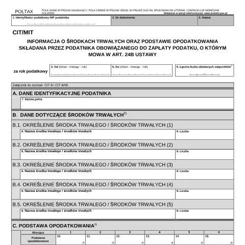 Document preview: CIT/MIT - Obowiązki podatnika w Polsce — Podatki i fiskalność (CERFA n°CIT/MIT)