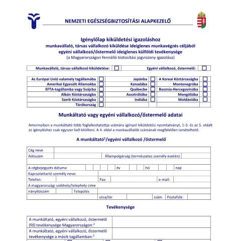 Document preview: Kézi kitöltésű ideiglenes kiküldetési igazolás nyomtatvány — Egészség (CERFA n°NEU.72.K)