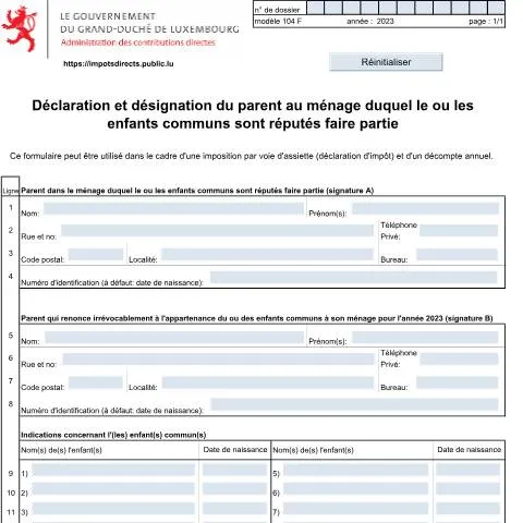 Aperçu du document Comprendre la déclaration parentale au Luxembourg — État civil & identité (CERFA n°104 F)