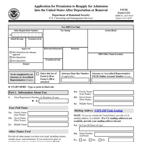Document preview: Mastering the Application Process for Form I-212 — Immigration & visas (CERFA n°I-212)