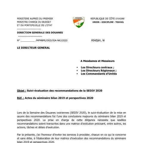 Aperçu du document Comprendre le document douanier officiel en Côte d'Ivoire — Démarches administratives