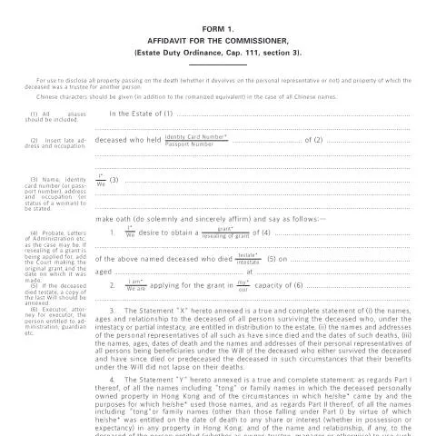 Document preview: Navigating the Estate Duty Affidavit in Hong Kong — Legal & justice (CERFA n°IRED 1*+)