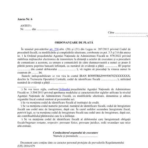 Document preview: Ghid despre Ordonanțarea de plată OPANAF 878/2022 — Formalități administrative (CERFA n°A6_OPANAF_878_2022)
