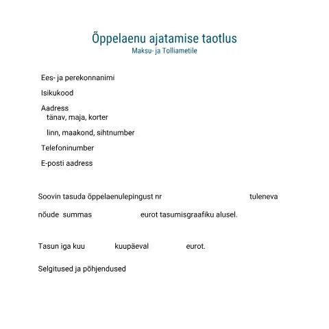 Document preview: Kuidas esitada õppelaenu ajatamise taotlust? — Maksud ja maksustamine (CERFA n°OPPELAENU AJATAMISE TAOTLUS)