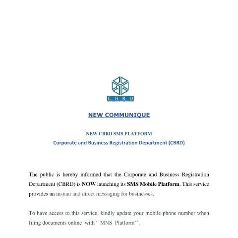 Document preview: Explore the Benefits of the NEW CBRD SMS Platform for Businesses — Government & admin (CERFA n°NEW-CBRD-SMS-PLATFORM)