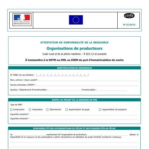 Aperçu du document Comment obtenir l'attestation de disponibilité des ressources — Démarches administratives (CERFA n°15729*03)