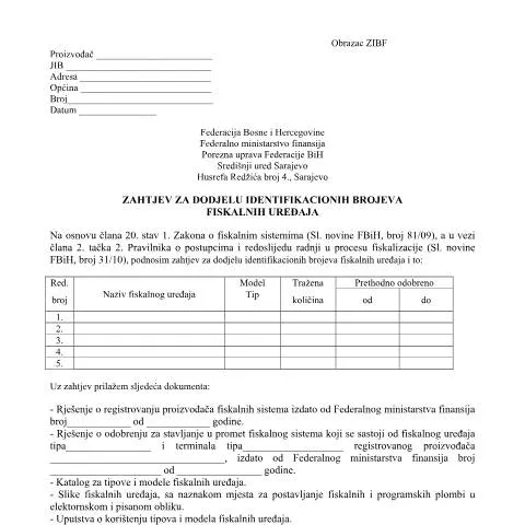 Document preview: Važnost ZIBF u fiskalizaciji poslovanja — Pravno i pravda (CERFA n°ZIBF)