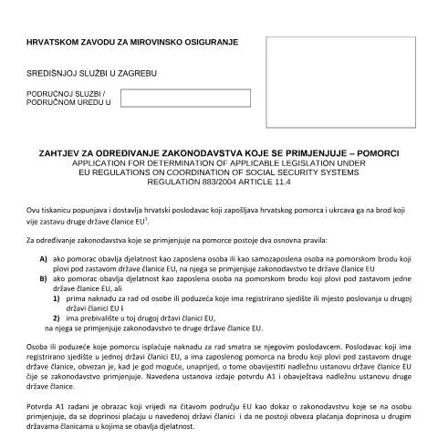 Document preview: Ključni dokument za pomorce pod EU zastavom — Porezi i fiskalnost (CERFA n°ZAHTJEV-ZA-ODREDJIVANJE-ZAKONODAVSTVA-KO)