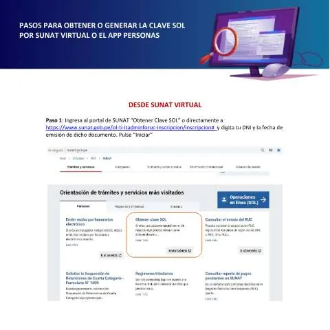 Vista previa del documento Guía para obtener la Clave SOL desde SUNAT — Trámites administrativos