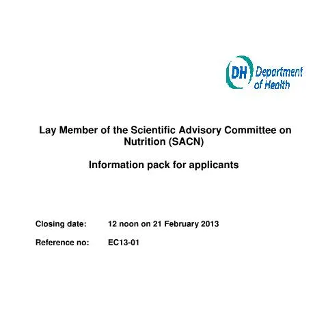 Document preview: Become a Lay Member of the Scientific Advisory Committee on Nutrition — Government & admin