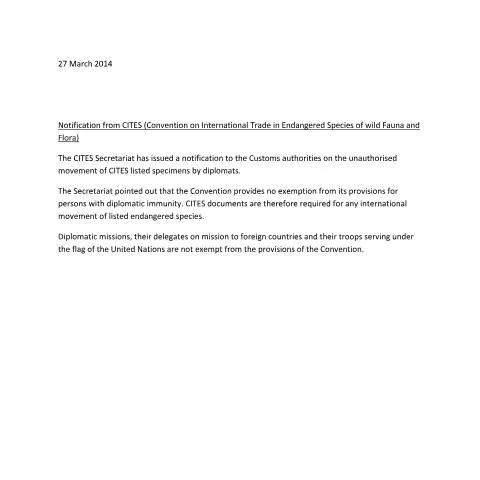 Document preview: Understanding CITES Notification in Malta's Customs Process — Customs & trade (CERFA n°cites-notification)