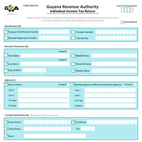 Document preview: Guide to Completing the G0004 IIT v3 Income Tax Return in Guyana — Library