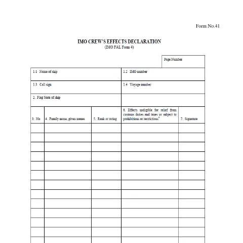 Document preview: Understanding the IMO Crew's Effect Declaration for Maritime Crew — Government & admin (CERFA n°Forms41IMOCrewEffectDeclaration)