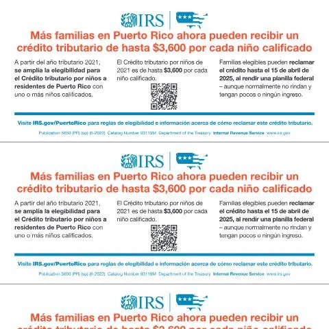 Document preview: Understanding IRS Publication 5650PRS for Puerto Rican Families — Taxes (CERFA n°PUB-5650PRS)