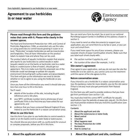 Document preview: Agricultural Waterway Herbicide Applications: Regulatory Framework — Government & admin