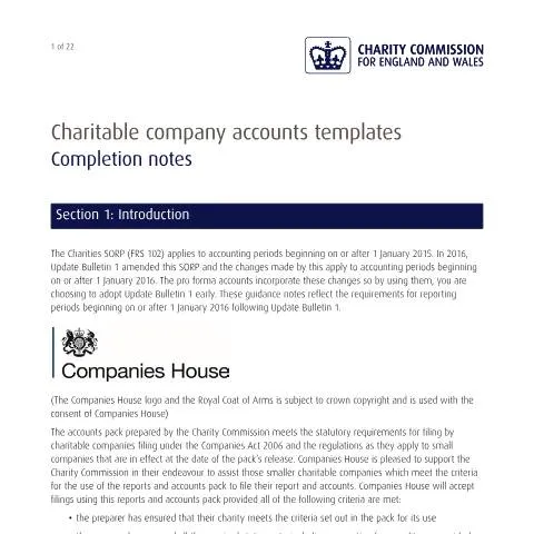 Document preview: Small Charitable Companies Accounting: CC17 SORP FRS 102 Guide — Government & admin
