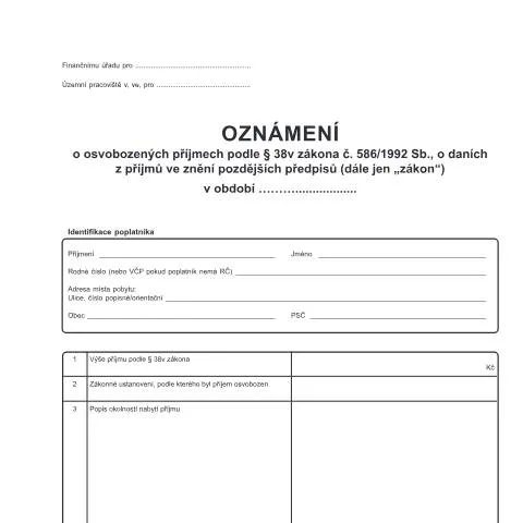 Document preview: Jak správně vyplnit Oznámení o osvobozených příjmech? — Daně a fiskální záležitosti (CERFA n°25 5252)