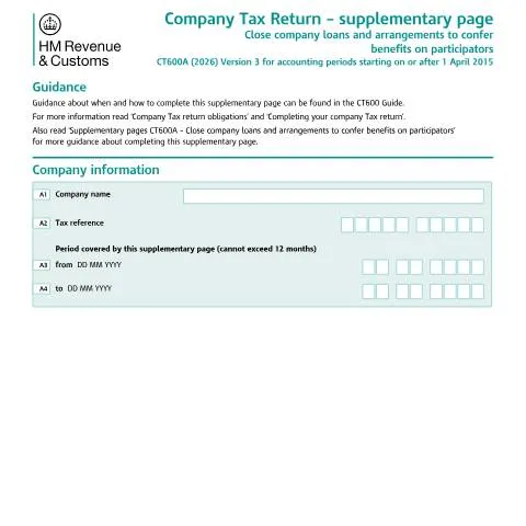 Document preview: CT600A: Managing Close Company Shareholder Loan Tax Requirements — Taxes