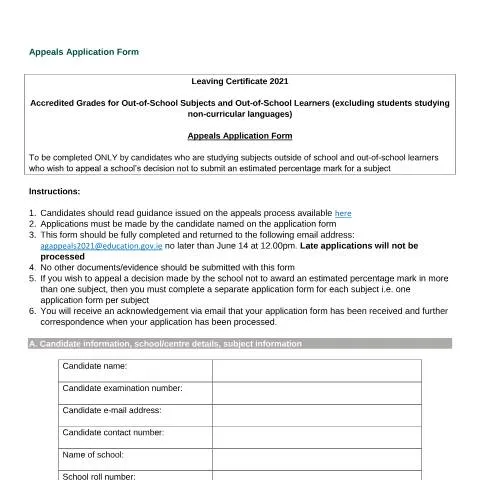 Document preview: Understanding the Appeals Application Process in Ireland — Government & admin