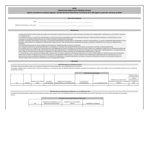 Vista previa del documento Introducción al Aviso de Crédito por Pérdidas Fiscales — Impuestos (CERFA n°65)