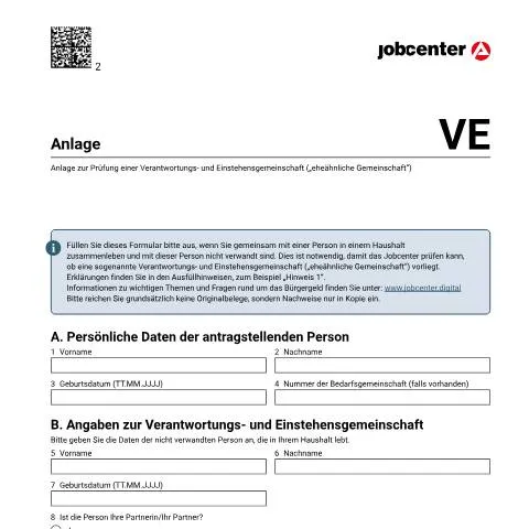 Dokumentvorschau: Wichtige Hinweise zur Verantwortungs- und Einstehensgemeinschaft — Familie (CERFA n°anlageve_ba033130)