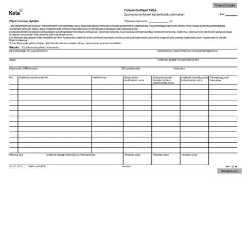 Document preview: Yksityisten palveluntuottajien opas Kela SV 132 -lomakkeeseen — Terveys (CERFA n°Kela SV 132)