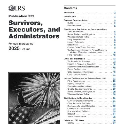 Document preview: Understanding IRS Publication 559 for Estate Management — Taxes (CERFA n°PUB-559)