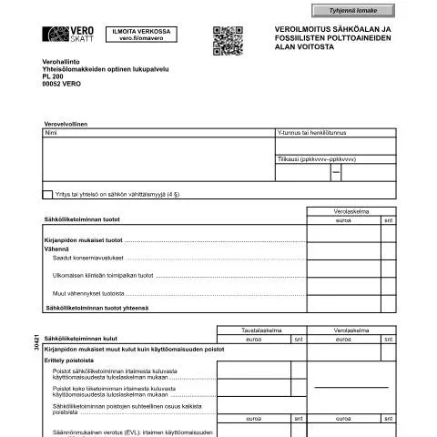 Document preview: Miksi Veroilmoitus on tärkeä sähkö- ja fossiilisten polttoaineiden — Verot & verotus (CERFA n°Vero 3042)